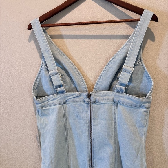 NWT GUESS Aida Sleeveless V-Neck Seamed Denim Dress,High Surf,XL,Cowgirl Western - Picture 9 of 16